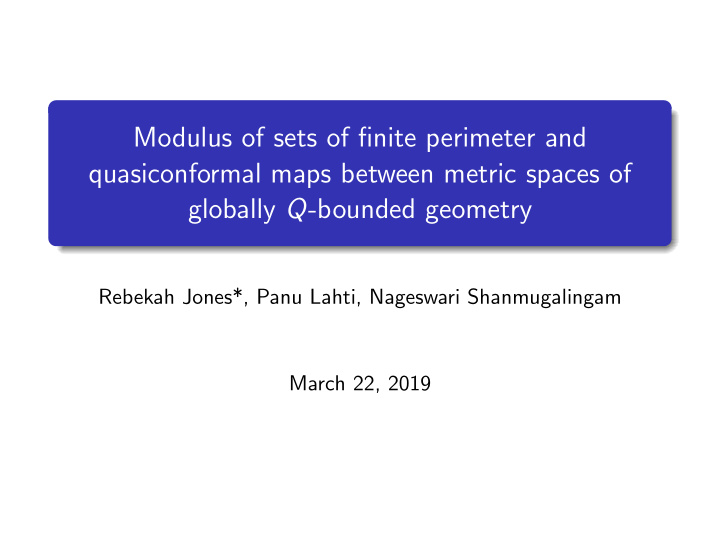 modulus of sets of finite perimeter and quasiconformal