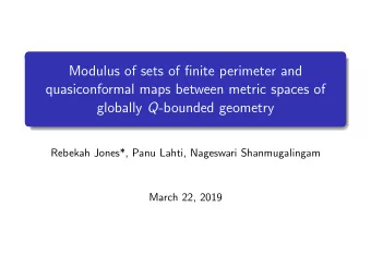 Modulus of sets of finite perimeter and  quasiconformal maps between metric spaces of globally Q
