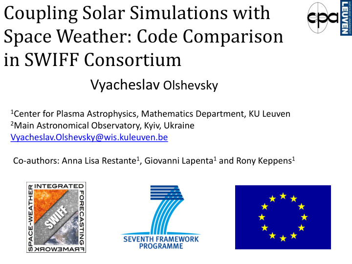coupling solar simulations with space weather code