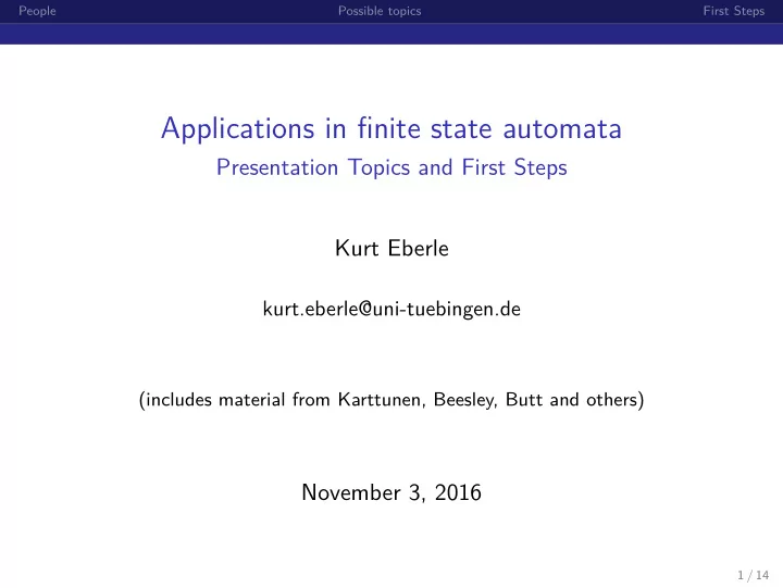 applications in finite state automata
