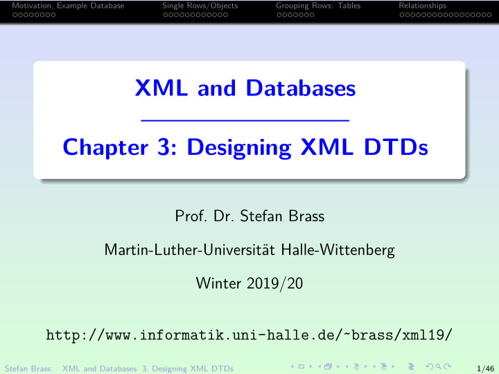 xml and databases chapter 3 designing xml dtds