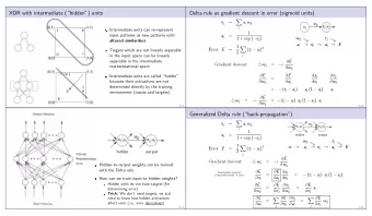 XOR with intermediate (hidden) units  Delta rule as gradient descent in error (sigmoid units)
