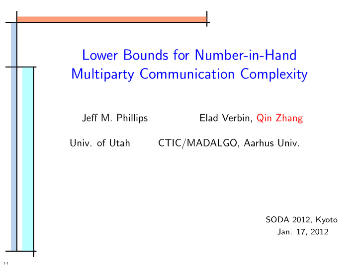 lower bounds for number in hand multiparty communication