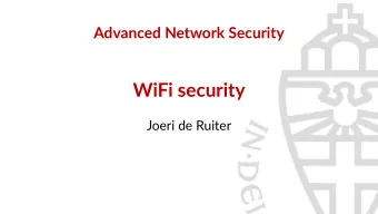 WiFi security  Joeri de Ruiter  Agenda  WiFi security  WPA(2)  Personal    Enterprise