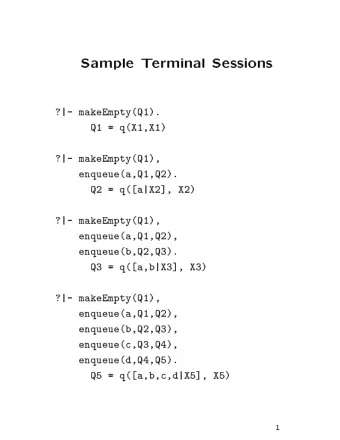 Sample  T  erminal  Sessions    makeEmptyQ  Q    qXX