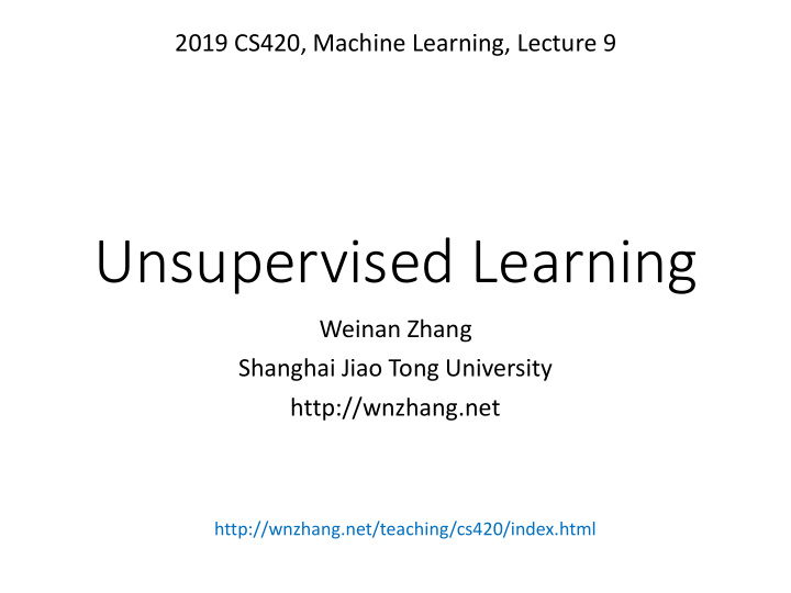 unsupervised learning