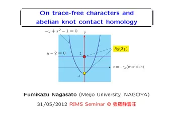 On trace-free characters and  abelian knot contact homology      y + x 2  1 = 0  y S 0