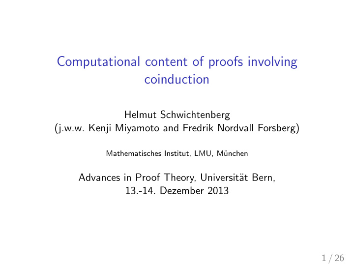 computational content of proofs involving coinduction