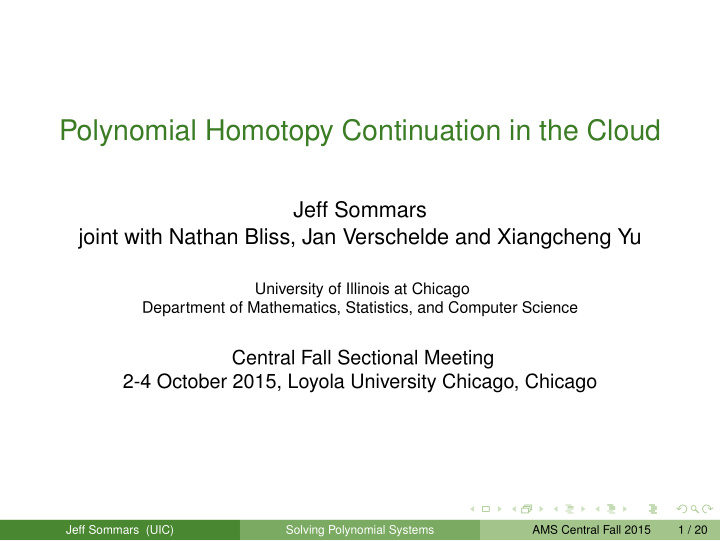 polynomial homotopy continuation in the cloud