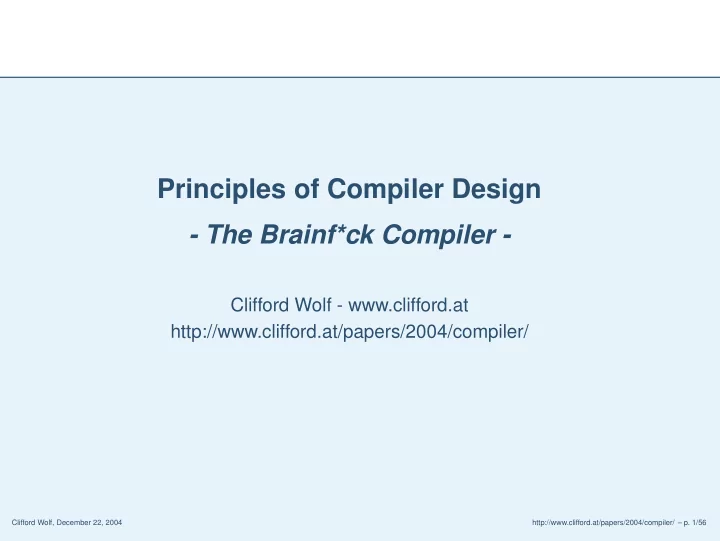 principles of compiler design