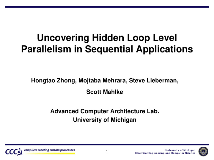 uncovering hidden loop level parallelism in sequential