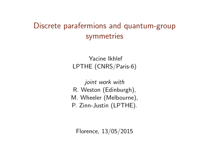 discrete parafermions and quantum group symmetries