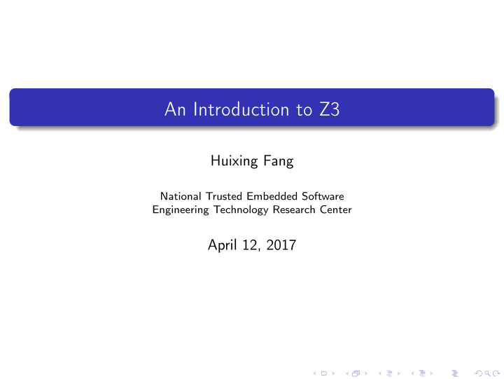 an introduction to z3