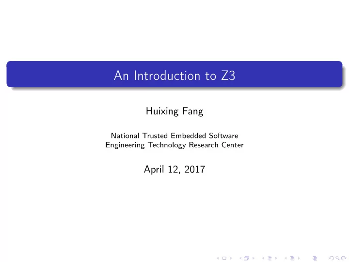 an introduction to z3
