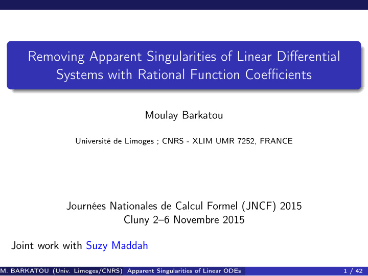 removing apparent singularities of linear differential