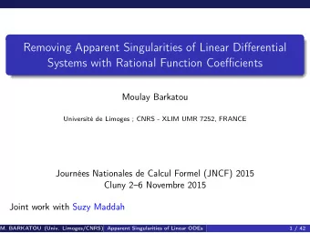Removing Apparent Singularities of Linear Differential  Systems with Rational Function Coefficients