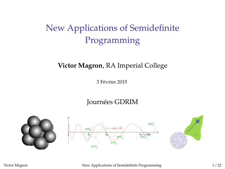 new applications of semidefinite programming