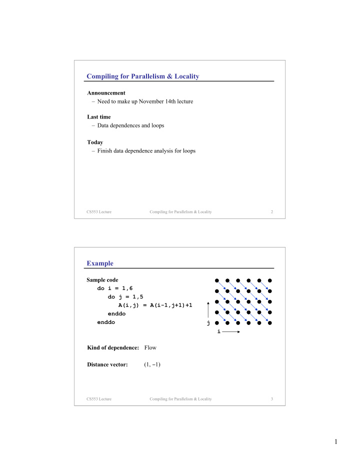 compiling for parallelism locality