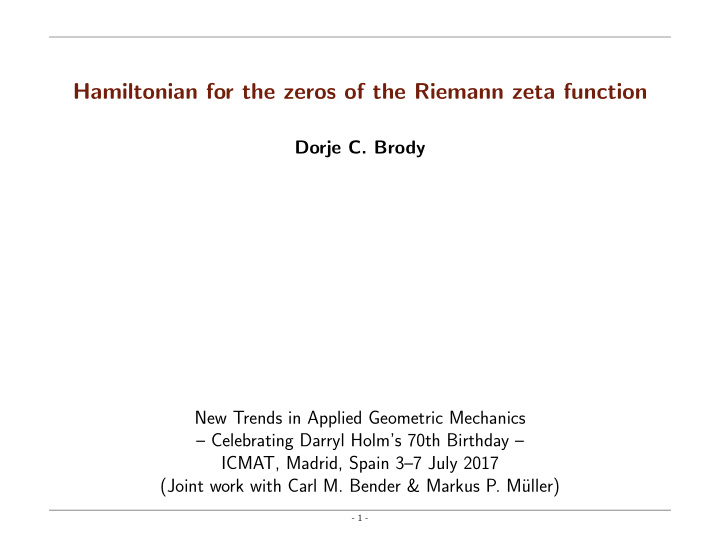 hamiltonian for the zeros of the riemann zeta function