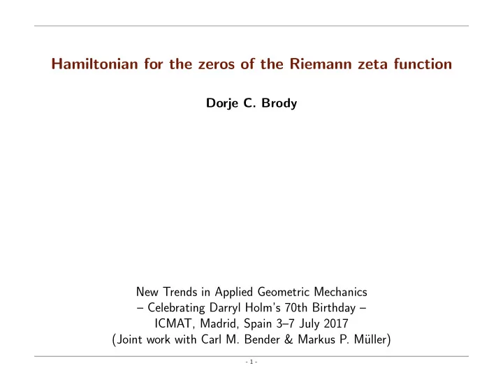 hamiltonian for the zeros of the riemann zeta function