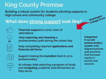 King County Promise  Building a robust system for students advising supports in  high school and