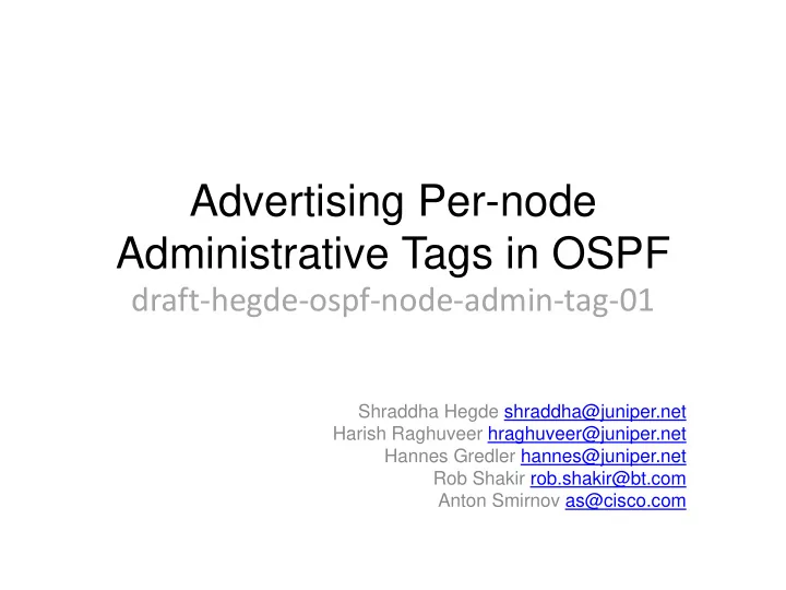 advertising per node administrative tags in ospf