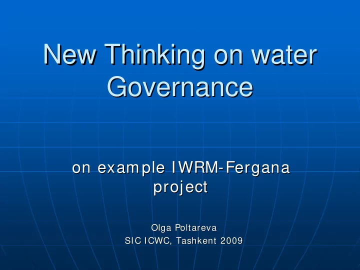 new thinking on water new thinking on water governance