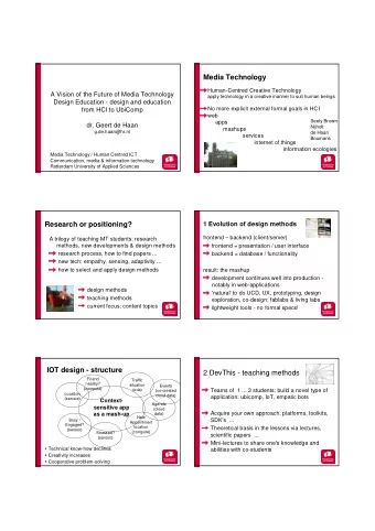 Media Technology  Human-Centred Creative Technology  A Vision of the Future of Media Technology
