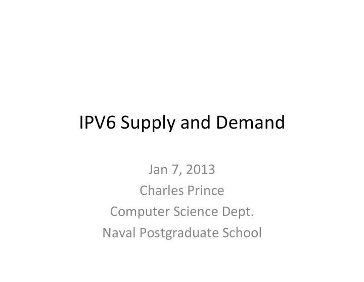 ipv6 supply and demand