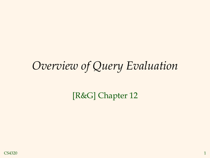 overview of query evaluation