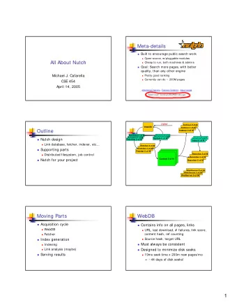1  Fetcher  WebDB/Fetcher Updates  Fetcher is very stupid.  Not a crawler  URL: