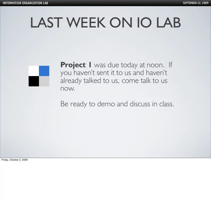 last week on io lab