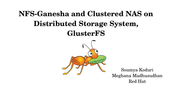 nfs ganesha and clustered nas on distributed storage