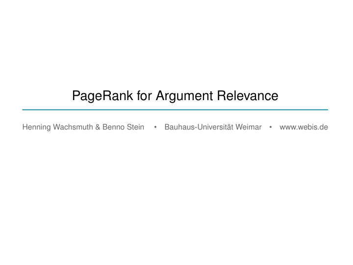 pagerank for argument relevance