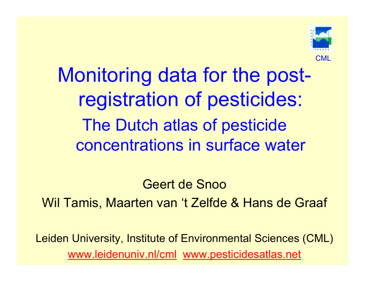 monitoring data for the post registration of pesticides