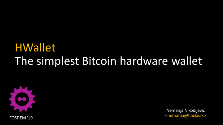 hwallet the simplest bitcoin hardware wallet