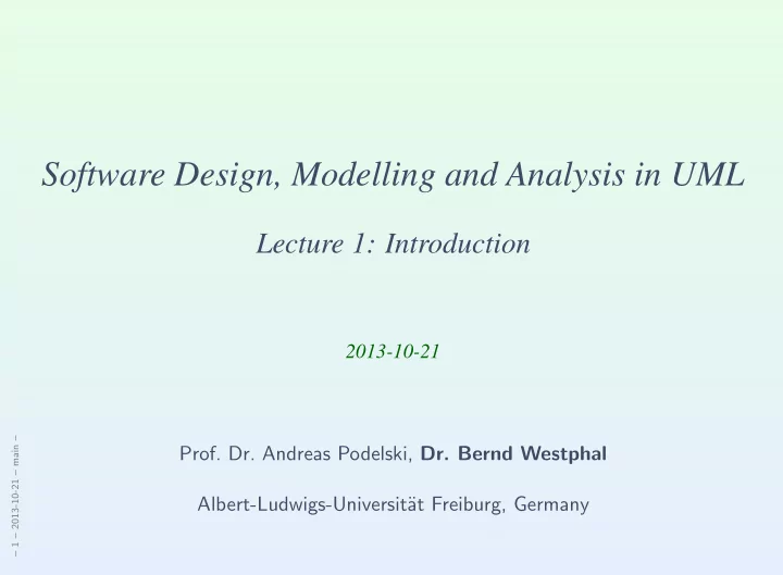 software design modelling and analysis in uml
