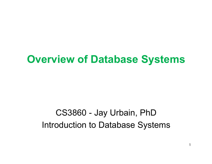 overview of database systems