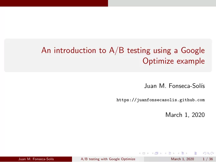 an introduction to a b testing using a google optimize