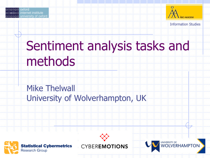 sentiment analysis tasks and methods