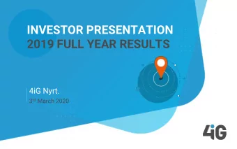 INVESTOR PRESENTATION  2019 FULL YEAR RESULTS  4iG Nyrt. 3 rd March 2020 TODAYS PRESENTERS