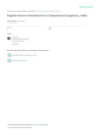 English version of Introduction to Computational Linguistics, slides Conference Paper  November