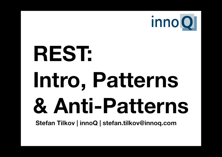 rest intro patterns anti patterns