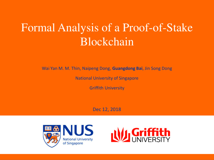 formal analysis of a proof of stake