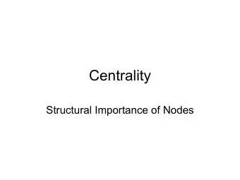 Centrality  Structural Importance of Nodes  Life in the Military  A case by David Krackhardt  Roger