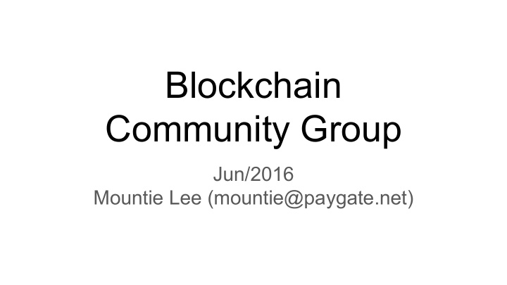 blockchain community group