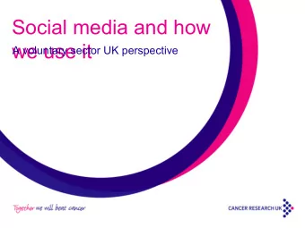 Social media and how  we use it  A voluntary sector UK perspective  Aims  Give a snap shot of