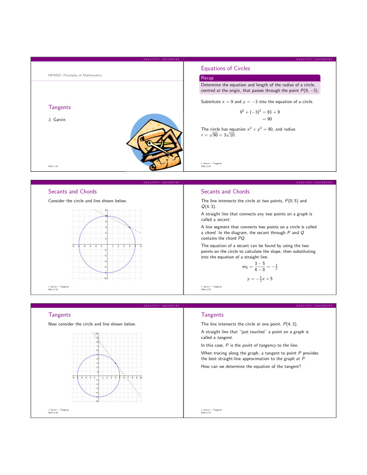 equations of circles