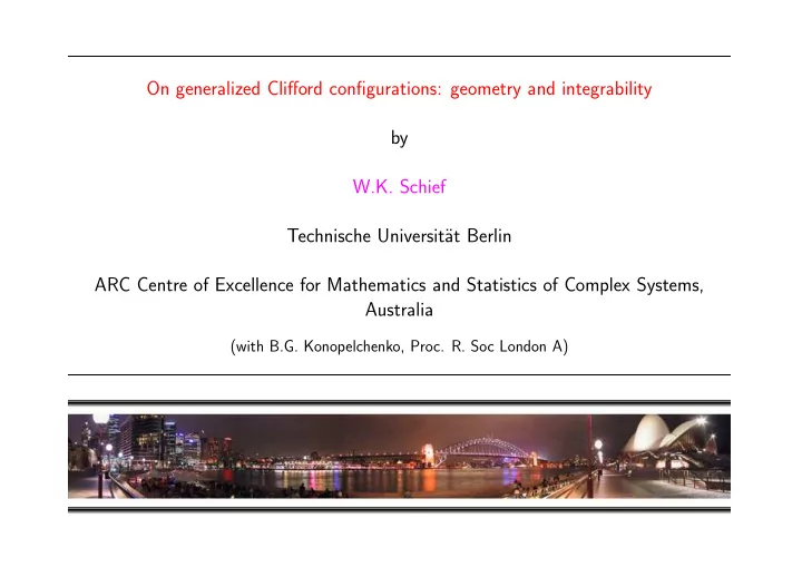 on generalized clifford configurations geometry and