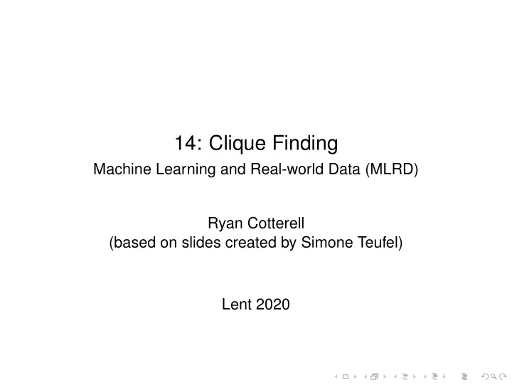 14 clique finding